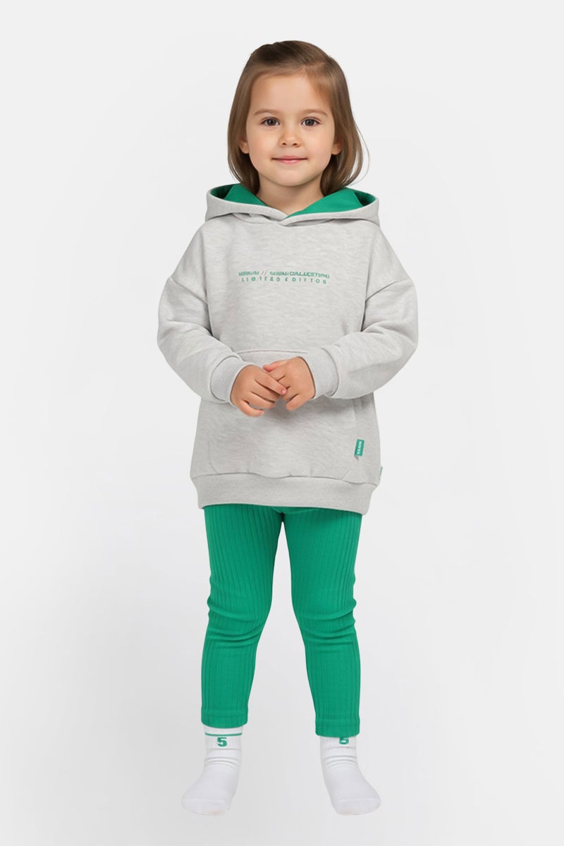 Fudo Toddlers Girl 3Pcs Hoodie With Leggings Set, Multicolor - Image 1